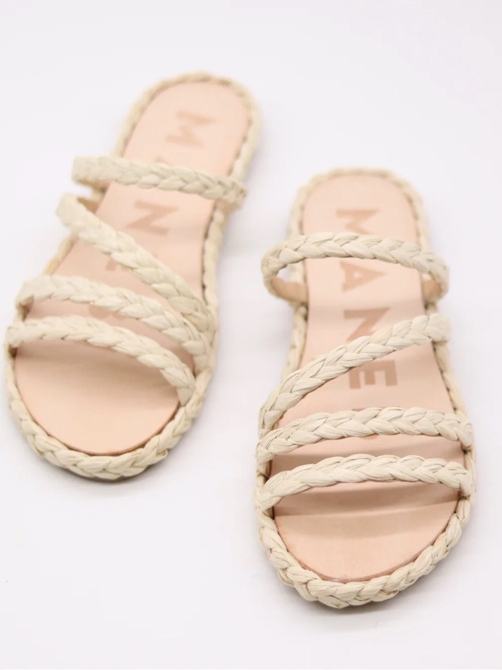 Tuckernuck Manebí Braided Strap Nude Slide Sandals - size 8.5/39